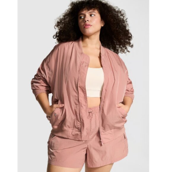 Victoria's Secret PINK Parachute Bomber Jacket In Mauve Pink Size XXL NWT - Picture 1 of 8